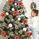 BSTDECOR Red Gold Poinsettia Flowers for Christmas Tree, 28 Pack Christmas Flowers Artificial and Berry Stems for Christmas Decorations Home Decor for Holiday Weeding Wreath Party Indoor Outdoor