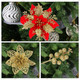 BSTDECOR Red Gold Poinsettia Flowers for Christmas Tree, 28 Pack Christmas Flowers Artificial and Berry Stems for Christmas Decorations Home Decor for Holiday Weeding Wreath Party Indoor Outdoor
