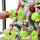 Christmas Decorations Indoor: 12pcs Green Plush Faux Fur Christmas Tree Ornaments, Fluffy Grinchmas Hanging Bows Xmas Ball Ornaments for Tree Garland Fireplace, Home School Office Décor