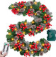 Remote Control&Timer&8 Modes 9Ft by 10 Inch 50 LED Prelit Christmas Garland Decorations Warm Lights Thick 300 Lifelike Snowy Tips 198 Red Berries 18 Pinecones Xmas Garland Fireplace Door Stairs Home