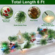 6FT Christmas Garland with Lights, Pre-Lit Smokey Cedar Pine Garland 8 Modes Timer Warm White & Multicolored Lights Pine Cones Red Berried, Lighted Xmas Garland for Mantle Indoor Outdoor Home Decor