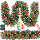 Remote Control & Timer 12 Modes 9 Ft Prelit Christmas Garland Decorations 50 Warm White & Colorful Change Lights Cedar Garland 290 Scots Smoky Pine 12 Pinecone Red Berry Mantle Fireplace Xmas Garland