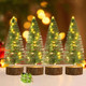 4 Pcs Mini Christmas Trees, 8 Inch Artificial Christmas Bottle Brush Trees with Fairy Lights Battery Powered Tabletop Tree Decoration (Warm White)