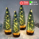 4 Pcs Mini Christmas Trees, 8 Inch Artificial Christmas Bottle Brush Trees with Fairy Lights Battery Powered Tabletop Tree Decoration (Warm White)
