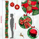 9ft Pre-lit Christmas Garland with Lights,Christmas Garlands for Stairs Railing,Pine Garland with Red Bows and Flowers,Christmas Decoration,Fireplace