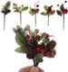 Gentlecarin Artificial Pine Picks, 30pcs Christmas Red Berries Pine Cones Stems, Mini Stimulation Red Berries Branches for Xmas Flower Arrangements Wreaths Decorations