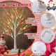 Ceenna Christmas Decor 17.7 Inches Lighted Birch Tree with 48 LED Lights, White Birch Tree with Battery Powered Timer, Tabletop Mini Artificial Tree for Winter Xmas Party Decor Home(Candy Style)