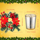 Ceenna Set of 24 Christmas Candle Holders with Christmas Candle Rings, 12 Glass Votive Tealight Holders 12 Candle Rings Wreaths Table Party Ornament for Christmas (Poinsettia)