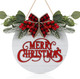 CHDITB Cute Merry Christmas Wooden Front Door Wreath(11.4”x11.4”), Farmhouse 3D Christmas Decor Hanging Sign with Red Plaid Bow Berries Mistletoe, Housewarming for Xmas Winter Holiday Year