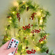 Christmas Garlands 6.56FT 30 LED Remote Garland with Lights Battery Operated Pine Garland with Artificial Greenery Garland Christmas Decorations Timer & 8 Flash Modes