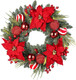 24 Inch Christmas Wreath, Artificial Christmas Wreath for Front Door, Decorated with Cypress Leaves, Christmas Flowers, Red Berries, Atmosphere Balls, Suitable for Indoor and Outdoor