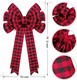 Chuangdi 4 Pieces Christmas Buffalo Plaid Bows 19.3x10 Inches Red Black Large Plaid Christmas Wreath Bows Xmas Buffalo Check Bows Ornaments for Christmas Tree Indoor Outdoor Decorations