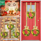 Cindeer 6 Pcs Lighted Christmas Kitchen Cabinet Wreaths with Ribbon Bow LED Lights Farmhouse Artificial Cabinet Hanging Wreaths for Door Wall Christmas Party(Yellow)