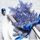 Cindeer 100 Pcs Christmas Tree Picks Sprays 10.24 Inch Glitter Artificial Pine Leaves Cedar Stems Faux Pine Needles Greenery Cedar Branches Ornament for Home Garland Wreath Winter Decor(Blue)