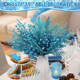 Cindeer 80 Pcs Christmas Glitter Berries Stems Pine Needles Christmas Artificial Picks Fake Floral Twig Spray for Xmas Tree Ornaments DIY Wreath Garland Decorations(Aquamarine)