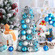 Small Christmas Tree Teal Christmas Tree for Table Decorations 11'' Baby Blue Mini Tabletop Xmas Tree Centerpieces Light Blue Christmas Decor with 62 Shatterproof Christmas Ornaments Balls