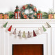 Wooden Rustic Christmas Tree Shaped Banner Farmhouse Christmas Tree Hanging Ornaments Retro Red and Green Xmas Tree Banner for Christmas Party Home Wall Decor Mantel Fireplace