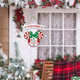CIOEY Christmas Door Decor Mouse Welcome Door Sign, 2 Panels Wood Hanging Sign, Merry Christmas Decorations for Home Wall Christmas Party Supplies, Peppermint Decorative Home Porch Plaques