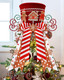 CiyvoLyeen Gingerbread Christmas Tree Topper, Red Top Hat with Candy Cane Gingerbread House Cookies Ornament Bows, Winter Holidays Xmas Tree Home Decoration, 3D Wreath Attachment Festive Ideas