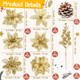 CNhoqc 115pcs Christmas Tree Decoration Accessories, Set of Gold Glitter Artificial Flower, Berry Picks, Pine Cones, Stems, Christmas Poinsettia Flower for Xmas Tree Wreath Wedding Party Decor (Gold)
