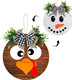 Thanksgiving/Winter Hanging Door Sign, Turkey/Snowman Reversible Door Wreath Hanging Decorations for Front Door Farmhouse Thanksgiving/Winter/Christmas Decorations Indoor Outdoor