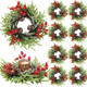 8 Pcs Christmas Candle Rings Artificial Berries Pine Cone Candle Ring 10 Inch Wreaths Rustic Christmas Candle Holder Rings for Pillar Table Centerpiece Decoration Wedding Holiday
