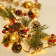 Christmas Garland with Lights 16.4FT 150 LED Christmas Wreath Lights 8 Modes Pine Cone Battery Operated Fairy Lights with Remote USB Twinkle Lights for Christmas Tree Mantle Stairs Table Door Decor