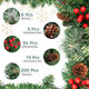 Christmas Garland 9FT Multicolored or Warm Light, Christmas Garland Battery Powered, 8 Lighting Modes 50 LED Lights, Red Berry Christmas Pine Cone Indoor Outdoor Christmas Decor