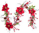 DearHouse 5.3 Ft Berry Christmas Garland, Artificial Poinsettia Garland with Red Berries and Holly Leaves, Pine Cone Garland for Winter Holiday Year Decor