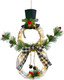 DearHouse Lighted Christmas Wreath Decoration, 16 x 8 Inch Grapevine Wreath with Hat and Bow Snowman Shape Wreath for Front Door Home Garden Wall Decor