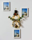 DearHouse Lighted Christmas Wreath Decoration, 16 x 8 Inch Grapevine Wreath with Hat and Bow Snowman Shape Wreath for Front Door Home Garden Wall Decor