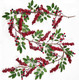 DearHouse 6Feet Red Berry Christmas Garland with Green Leaves Wired Christmas Berry Garland Artificail Garland Indoor Outdoor Garden Gate Home Table Runner Decoration for Winter Holiday Year Decor