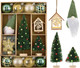 DecorbyHannah 70ct Christmas Ornaments Set, Shatterproof Decorative Green Gold Christmas Tree Decorations with Small Xmas Tree, Gnome and Wooden Lighted Bird House for Home Party Halloween Decor