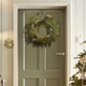 Decorbyhannah Christmas Wreath, 24 inch Prelit Collapsible Norfolk Pine Christmas Wreaths for Front Door, Aritificial Cypress Christmas Wreath with Lights for Outdoor Window Table Holiday Decorations