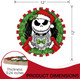 Deroro Christmas Jack Skellington Front Door Sign, Xmas Red White Stripes Green Wood Door Hanger Outdoor Outside Porch Decor, Spider Web Funny Holiday Wooden Wreath Indoor Wall Hanging Decoration