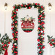 Deroro Merry Christmas Tree Deer Front Door Sign, Xmas Holiday Snowflake Plaid Wood Door Hanger Outdoor Outside Porch Decor, Farmhouse Wooden Wreath with Bow Red Berry Indoor Wall Hanging Decoration