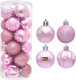Christmas Ball 24ct 2.36 Inches Pink Mini Xmas Hanging Ornaments for Trees Wreath Garland Wedding Party Home Office Shop Decorations Tier Tray Vase Filler