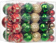 100ct Christmas Tree Ornaments Set Assorted Shapes and Sizes Christmas Tree Decorations Set Red & Green Christmas Ornaments Bulk Shatterproof Christmas Ball Ornaments for Holiday Party Home Decor