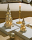 DN DECONATION White Ceramic Christmas Tree That Light Up, 2Pcs Porcelain Christmas Tree with Lights, Stars and Dots Cutouts Prelit Tabletop Xmas Tree Figurines, Modern Christmas Decor,