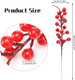 30 Pcs Red Holly Berries for Christmas Tree Red Berries Picks Christmas Holly Berry Branch for Christmas Tree Decoration DIY Crafts Wreath Home Decor