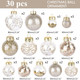 30Pcs Christmas Ball Ornaments Set - Shatterproof Plastic Christmas Tree Decorations 7 Style Christmas Decorative Hanging Ornaments Xmas Decorative Hanging Ball Ornaments for Holiday (Champagne)