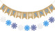 Doumeny Let It Snow Burlap Banner Winter Snowflake Garland Banner Xmas Be Merry Bunting Banner Blue White Snowflake Party Banner Merry Christmas Hanging Banner for Holiday Home Fireplace Mantel Decor