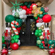 Christmas Balloon Garland Arch Kit Red Green Candy Cane Balloon Gingerbread Man Balloon Exploding Star Balloon for Christmas Party Decorations