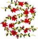2pcs Christmas Garland with 20 LED Lights-6.5Ft Garland Christmas Decorations Indoor Multiple Mode Poinsettia Holly Per-Lit Christmas Garlands Battery Operated Garland for Mantel Stair Fireplace