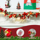 2pcs Christmas Garland with 20 LED Lights-6.5Ft Garland Christmas Decorations Indoor Multiple Mode Poinsettia Holly Per-Lit Christmas Garlands Battery Operated Garland for Mantel Stair Fireplace