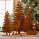 5pcs Metal Christmas Trees and Elk Decor, Vintage Evergreen Trees Table Centerpieces Farmhouse Rustic Christmas Decorations for Room Mantel Fireplace Shelf