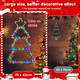 LED Christmas Decorations Lights, 2.2ft Multicolor and Warm White Lighted Christmas Tree with Silver Tinsel, Battery Operated Hanging Lights for Indoor Outdoor, Window Wall Door Home Decor