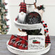 7pcs Christmas Gnome Tiered Tray Decor - Rustic Farmhouse Home Winter Kitchen Table Decorations- Wooden Bead Garlands Christmas Flocked Christmas Tree(Tray Not Included)