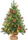 Mini Christmas Tree, Small Tabletop Artificial Xmas Tree 2 FT with 50 LED Lights & 8 Lighting Modes, Battery-Operated Christmas Decor Ornaments & Cement Base (1)