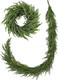 Real Touch Norfolk Pine Christmas Garland and Wreath Set, 24IN Green Wreath and 9FT Christmas Garland Artificial Faux Greenery Norfolk Pine for Holiday Indoor Mantle Decor